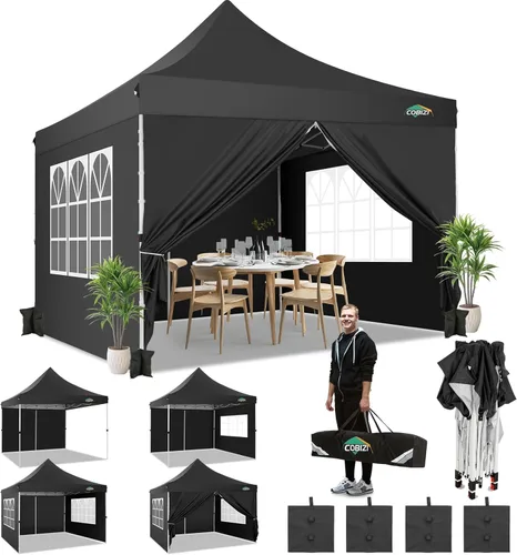 Miniatura 18 de COBIZI Canopy Tienda de campaña desplegable de 10 x 20 pies con 6 paredes laterales, toldo comercial impermeable, glorieta instantánea