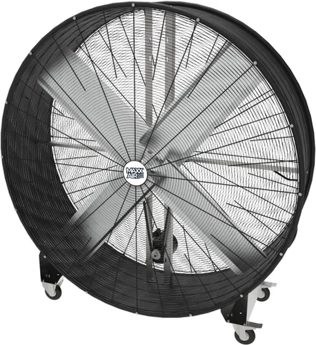 Maxx Air Ventilador de tambor de transmisión por correa industrial de alta velocidad de 60 pulgadas | Ventilador de barril resistente con carcasa de