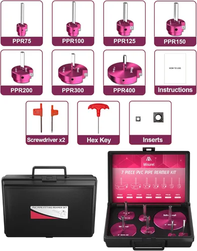 Miniatura 2 de Kit de escariador de tubería de PVC de 7 piezas con 3/4 pulgadas, 1 pulgada, 1-1/4 pulgadas, 1-1/2 pulgadas, 2 pulgadas, 3 pulgadas, 4 pulgadas, 2
