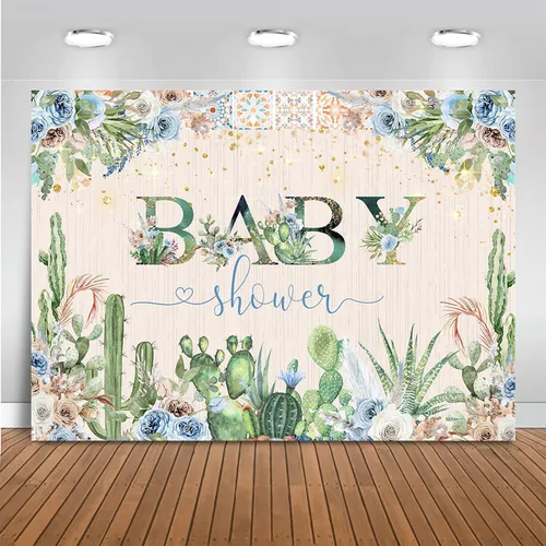 Mocsicka Telón de fondo bohemio para fiesta de baby shower de cactus, baby shower, decoración de fiesta de tacos mexicanos, fondo de bebé, pancarta