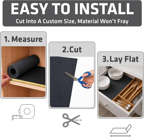 Miniatura 5 de Drymate Forro Premium de Lujo para Estantes y Cajones, Tela Acolchada Gruesa, No Adhesivo, Absorbente, Impermeable, Antideslizante, Forros