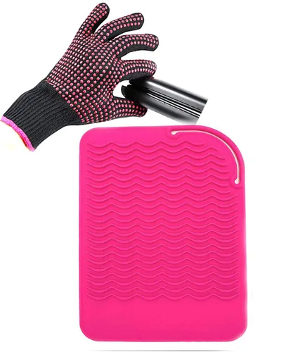 Miniatura 9 de Alfombrilla resistente al calor para rizador, planchas planas y alisadoras de cabello, herramientas de peinado de 9 x 6.5 pulgadas, silicona de Gris