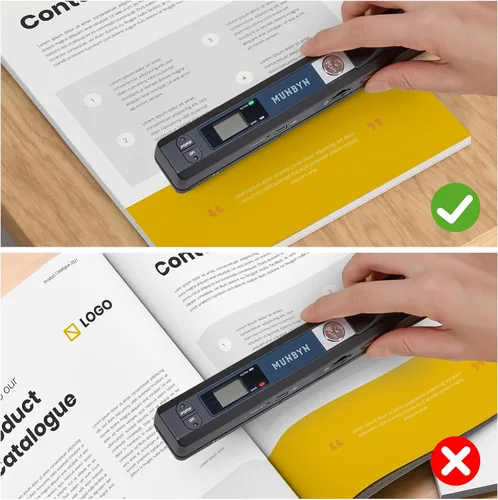 Miniatura 6 de Escáner portátil MUNBYN, escáner de fotos para documentos A4, imágenes, páginas y textos en 900 DPI, escaneo plano, incluye tarjeta SD de 16G, Negro