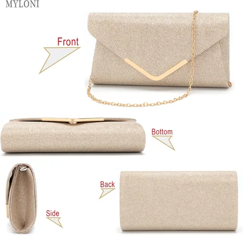 Miniatura 6 de Bolsos de mano brillantes para mujer, bolso de noche para mujer, bolso de mano para mujer, bolso de mano para fiesta, graduación, boda