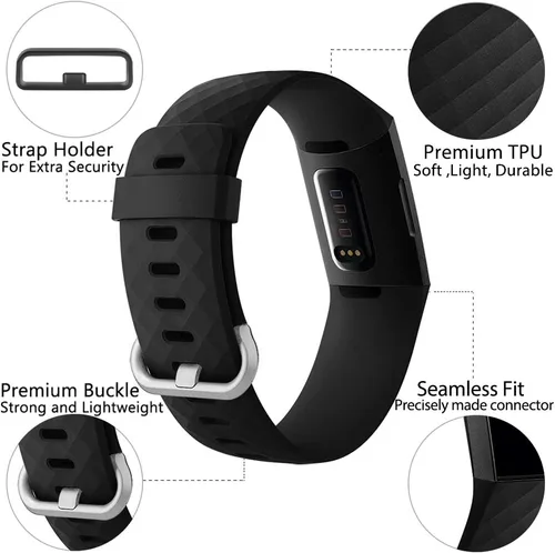 Miniatura 2 de Hamile - Extensibles compatibles con Fitbit Charge 4 / Fitbit Charge 3 / Fitbit Charge 3 SE, extensible de repuesto impermeable para reloj