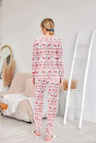 Miniatura 254 de Ekouaer Conjunto de pijama de manga larga para mujer, ropa de dormir suave con cuello redondo y bolsillos