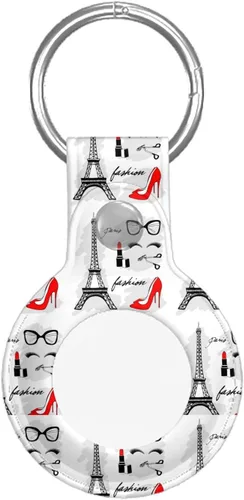 Funda protectora de piel sintética para AirTag Tracker de París Torre Eiffel Rojo Lápiz Labial Airtags Case Soporte para AirTag
