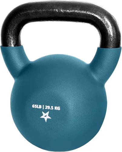 Miniatura 27 de Yes4All Pesas rusas, pesas rusas de hierro fundido recubiertas de neopreno de 5-65 LB, asa de agarre ancho y fondo plano para balanceos, B. 10