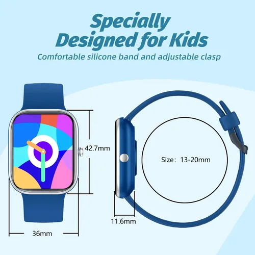 Miniatura 7 de YOUSOKU Reloj de seguimiento de actividad física para niños, IP68, impermeable, reloj inteligente con diales DIY de 1.5 pulgadas, 19 modos Azul