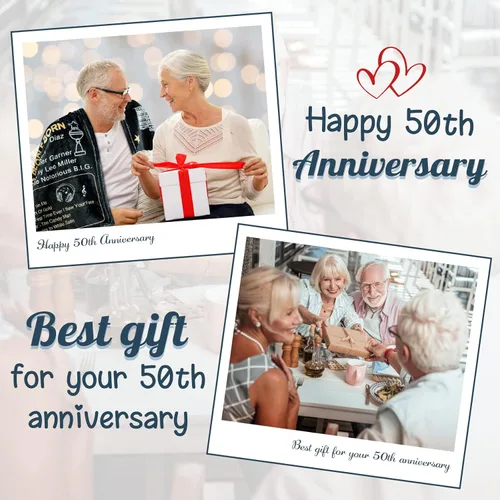 Miniatura 7 de Manta de boda de 50 aniversario, regalo para 50 aniversario de boda, regalo dorado de 50 años de matrimonio, regalos para pareja, esposa, marido