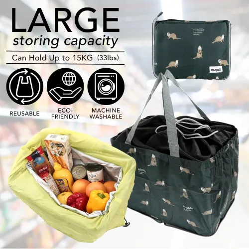 Miniatura 2 de Bolso de compras reutilizable medio ligero de nylon compacto de los bolsos de compras del ultramarinos Azul marino estrella:604118