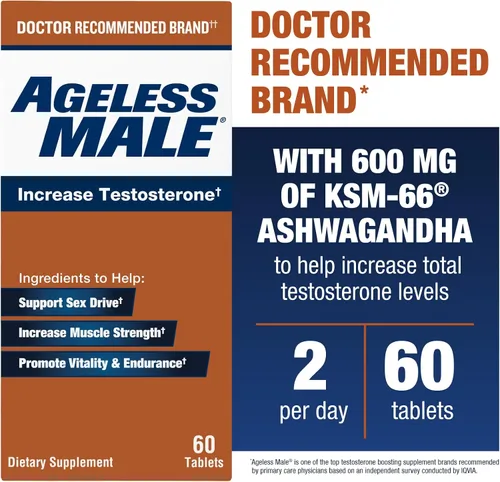 Miniatura 7 de Ageless Male Free Testosterone Booster Supplement for Men, 60 Tablets
