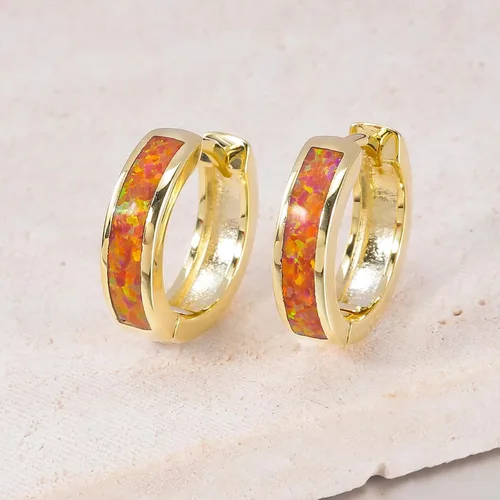 Miniatura 129 de CiNily Aretes Huggie de ópalo con bisagras, chapados en oro, hipoalergénicos, pequeños aretes de aro para mujeres, adolescentes, niñas, hombres