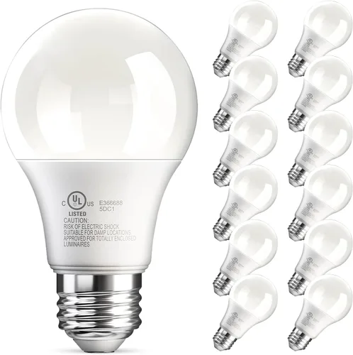 Miniatura 11 de TJOY Bombillas LED A19, foco LED equivalente a 60 vatios, luz blanca cálida suave 2700K, eficiente 9W, casquillo E26 estándar, foco de ahorro