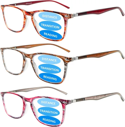 Miniatura 11 de Paquete de 3 lentes de lectura progresivos multienfoque para hombres y mujeres, bloqueo de luz azul, bisagras de resorte, lectores de computadora