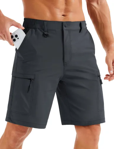 Miniatura 14 de MAGCOMSEN Men's Hiking Cargo Shorts Quick Dry Lightweight 9" Golf Shorts Summer Casual Work Outdoor with 5 Zipper Pockets
