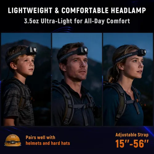 Miniatura 7 de Linterna frontal recargable mejorada, linterna ultra brillante con luz blanca y roja, luces frontales con sensor de movimiento para la frente
