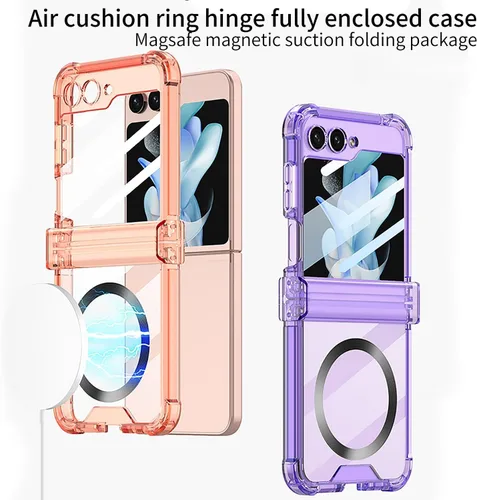 Miniatura 3 de Funda magnética integrada con protector de pantalla para Samsung Galaxy Z Flip 5 4, compatible con MagSafe, protección de bisagra completa, funda