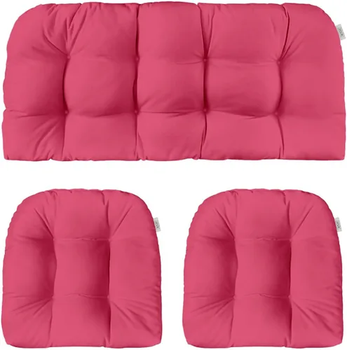 Miniatura 10 de RSH DECOR: Sunbrella - Juego de 3 cojines de mimbre copetudos 41 x 19 pulgadas y 19 x 19 pulgadas Fabricado con tela de rendimiento Sunbrella