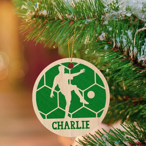 Miniatura 3 de Adorno de Navidad de balón de fútbol, adorno de fútbol personalizado con nombre, adorno de jugador de fútbol personalizado para árbol de Navidad