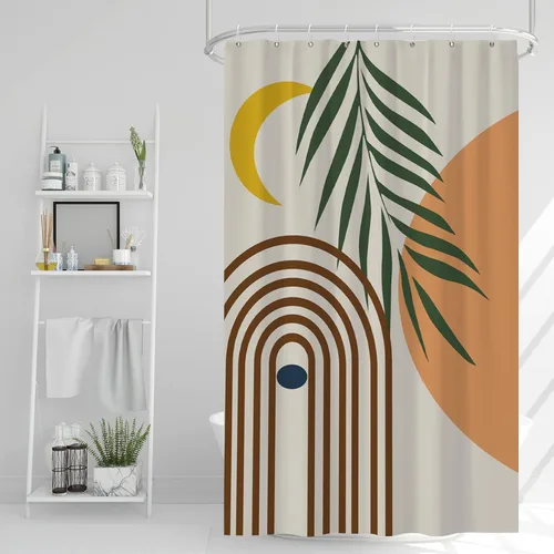 Miniatura 20 de AWERT Cortina de ducha pequeña de tamaño medio con 6 ganchos, cortina de ducha de 36 x 72 pulgadas, cortina de ducha bohemia de 36 pulgadas para Boho