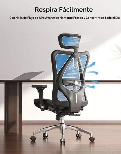 Miniatura 10 de SIHOO M57 Silla de oficina ergonómica de malla, silla de escritorio con respaldo alto para el hogar con reposabrazos 3D, soporte lumbar y Gris