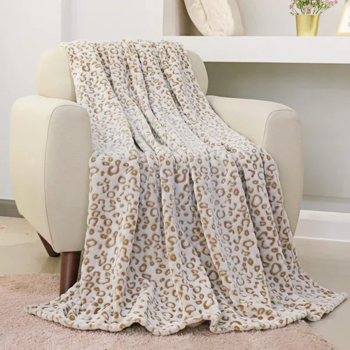 Miniatura 2 de FY FIBER HOUSE Manta de franela y forro polar, cobija ligera y suave de microfibra para adultos, de 60 x 80 pulgadas, con diseño de leopardo