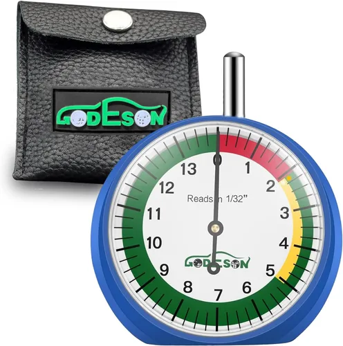 Godeson 88703 Medidor de Profundidad del Dibujo de Llantas de Tipo Dial Profesional para Motocicleta, Coche, Camión y Autobús