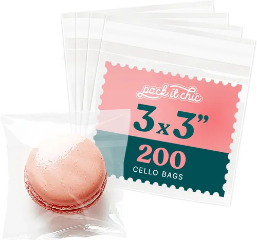 Miniatura 15 de Bolsas de celofán autosellantes de 3 x 4 pulgadas (paquete de 1000) – Bolsas transparentes para galletas con sello para embalaje de productos