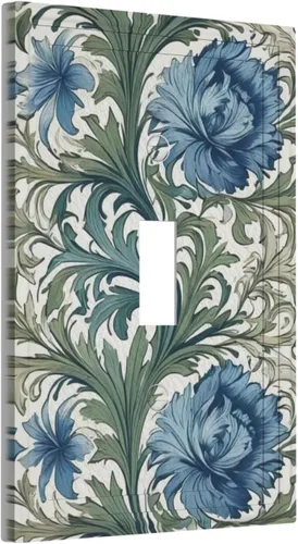 Miniatura 2 de Cubiertas decorativas para interruptor de luz artística, diseño de flores Morris, placa de pared de palanca individual, placa de interruptor Flores