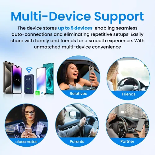 Miniatura 5 de CarlinKit Adaptador inalámbrico CarPlay 4.0, dongle inalámbrico Android Auto para automóviles CarPlay con cable OEM, actualización OTA 2026-2 en 1,5