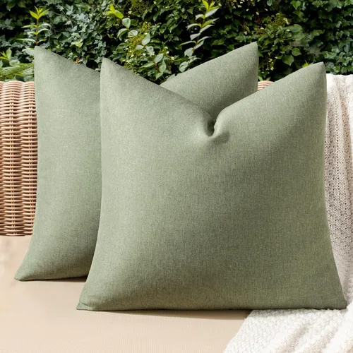 Miniatura 72 de MIULEE Paquete de 2 fundas decorativas para almohadas de exterior, sólidas, impermeables, de lino sintético, estilo granja de jardín, fundas de Óxido