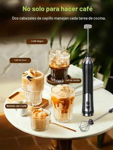 Miniatura 2 de Espumador de leche recargable, varita de mano espumador de café, fabricante de espuma eléctrica impermeable IP67, mezclador de bebidas de alta
