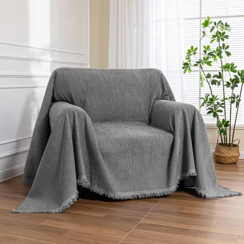 Miniatura 43 de MEETSKY Funda Negra de Silla de Tamaño Grande, Funda de Chenilla para Sillón/Sofá de 1 Cojín para Perro, Fundas de Sofá Protector de Muebles