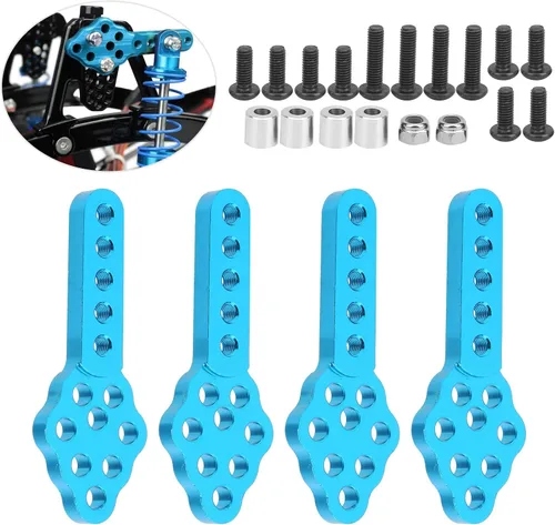 Miniatura 3 de Soporte de amortiguador RC, ángulo de altura ajustable, soporte de choque RC Crawler, 4 piezas de aleación de aluminio azul, para entusiastas de RC