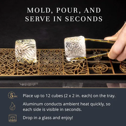 Miniatura 6 de Bandeja de Diseño para Hacer Cubitos de Hielo Transparentes - Molde Moderno para Bourbon y Cócteles en 5 Segundos - Molde de Cubo de Whisky Sellado
