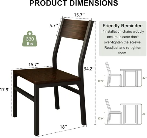 Miniatura 2 de Juego de 6 sillas de comedor Feonase, sillas de cocina modernas con respaldo ergonómico, tablero de MDF y patas de metal, sillas de cena
