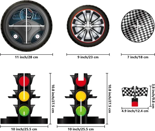 Miniatura 2 de Soporte de 3 niveles para cupcakes con temática de coche de carreras, fiesta de cumpleaños, soporte para pasteles, diseño de semáforo, decoración