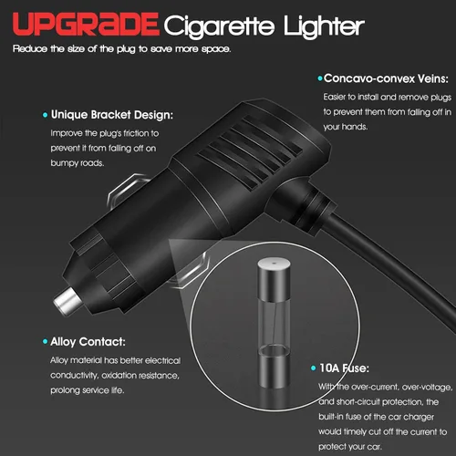 Miniatura 5 de Adaptador divisor de encendedor de cigarrillos de coche de 3 enchufes, 2 extensores USB [120W] [12V/24V] [cargador de coche dual USB de 3.1 A]