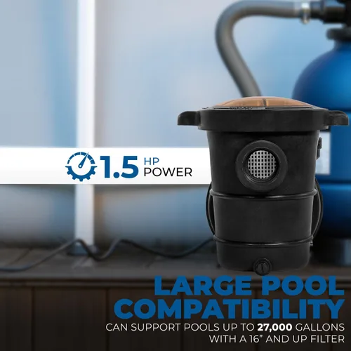 Miniatura 2 de XtremepowerUS Bomba de piscina sobre el suelo de 2 velocidades 1.5HP Bomba de piscina 1.5 "NPT filtro cesta filtro alto flujo con adaptador