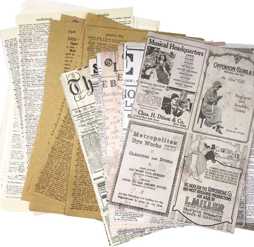144 PCS Páginas de Junk Journal Papel Kraft Vintage Revista Papel de Escritura Revista Basura Periódico Revista Papel Vintage Álbumes de Recortes y