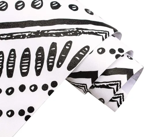 Miniatura 9 de HAOKHOME Papel tapiz con textura geométrica bohemia en blanco y negro, moderno, para decoración de baño, 17.7 pulgadas x 9.8 pies