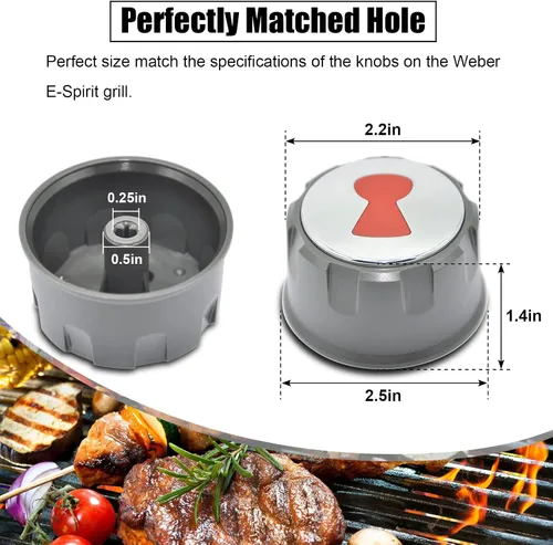 Miniatura 4 de Perillas de control de parrilla 69893, pomos de control de gas de repuesto para Weber E-Spirit serie 310/320/330 con quemador de control montado