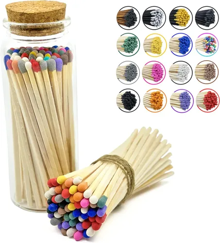 Miniatura 22 de Chandler Studio Fósforos en un frasco Más de 60 cerillas Fósforos decorativos con almohadilla de encendido Encendedor de velas largo