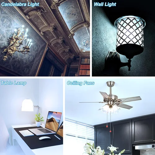 Miniatura 8 de ORALUCE Bombillas LED E12 para candelabro, equivalente a 40 W, bombillas de araña blancas frías de 6500 K no regulables, bombilla tipo B