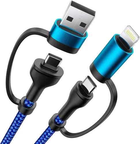 Miniatura 9 de Cable de carga 4 en 1, adaptador USB C Lightning USB C a USB C 60W PD [carga rápida y sincronización de datos] Cargador múltiple 4 en 1 para iPhone
