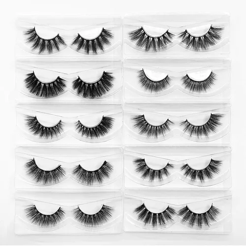 Miniatura 3 de Pestañas postizas MIKIWI - Paquete de 10 pestañas postizas de 0.47 a 0.78 pulgadas, pestañas de visón 5D falsas, pestañas de ojo de volumen natural