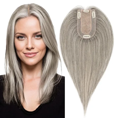 Miniatura 11 de MY-LADY Extensiones de cabello humano para mujeres con base de seda y clip de encaje, 150% de densidad, cabello humano real, 7 * 13 cm, lacio, 6