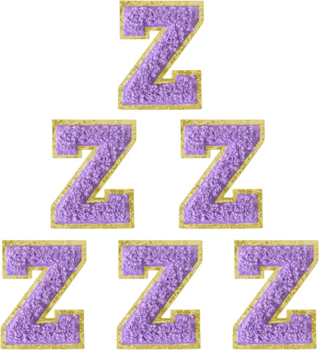 Miniatura 73 de 6 piezas de parches de letras de chenilla autoadhesivas, parches de letras preppy de 2 pulgadas para bolsos, ropa y sombreros, grandes pegatinas