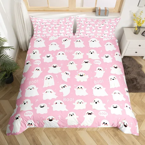 Miniatura 30 de Manfei Juego de funda de edredón con diseño de calabaza, tamaño individual, funda de edredón con 1 funda de almohada, juego de ropa de cama de 2
